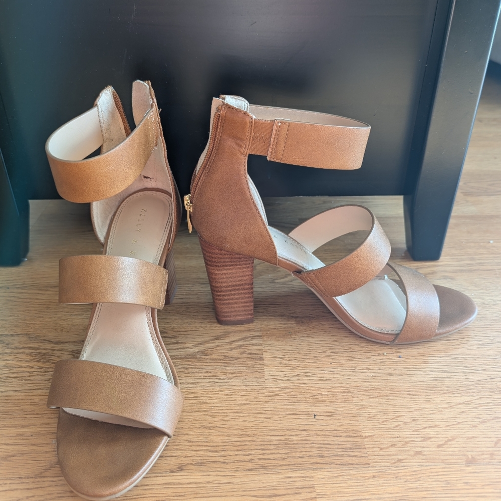 Kelly & Katie Charlotte Strapped Zip Up Sandals With Heel-- worn once like new